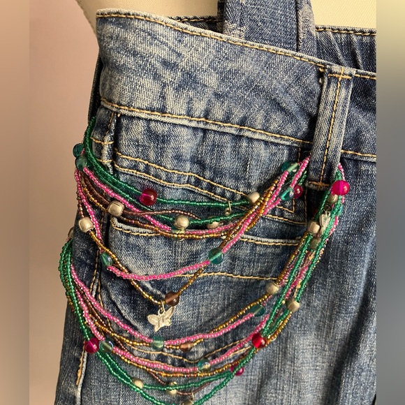 Handmade Upcycled Denim Shoulder Bag/Tote, Boho, Hippie Style, Embroidered - Picture 5 of 5